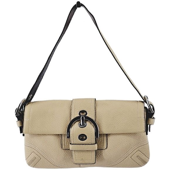 COACH 3511 Soho Ivory Pebble Leather Buckle Flap Small Shoulder Bag - Picture 16 of 16